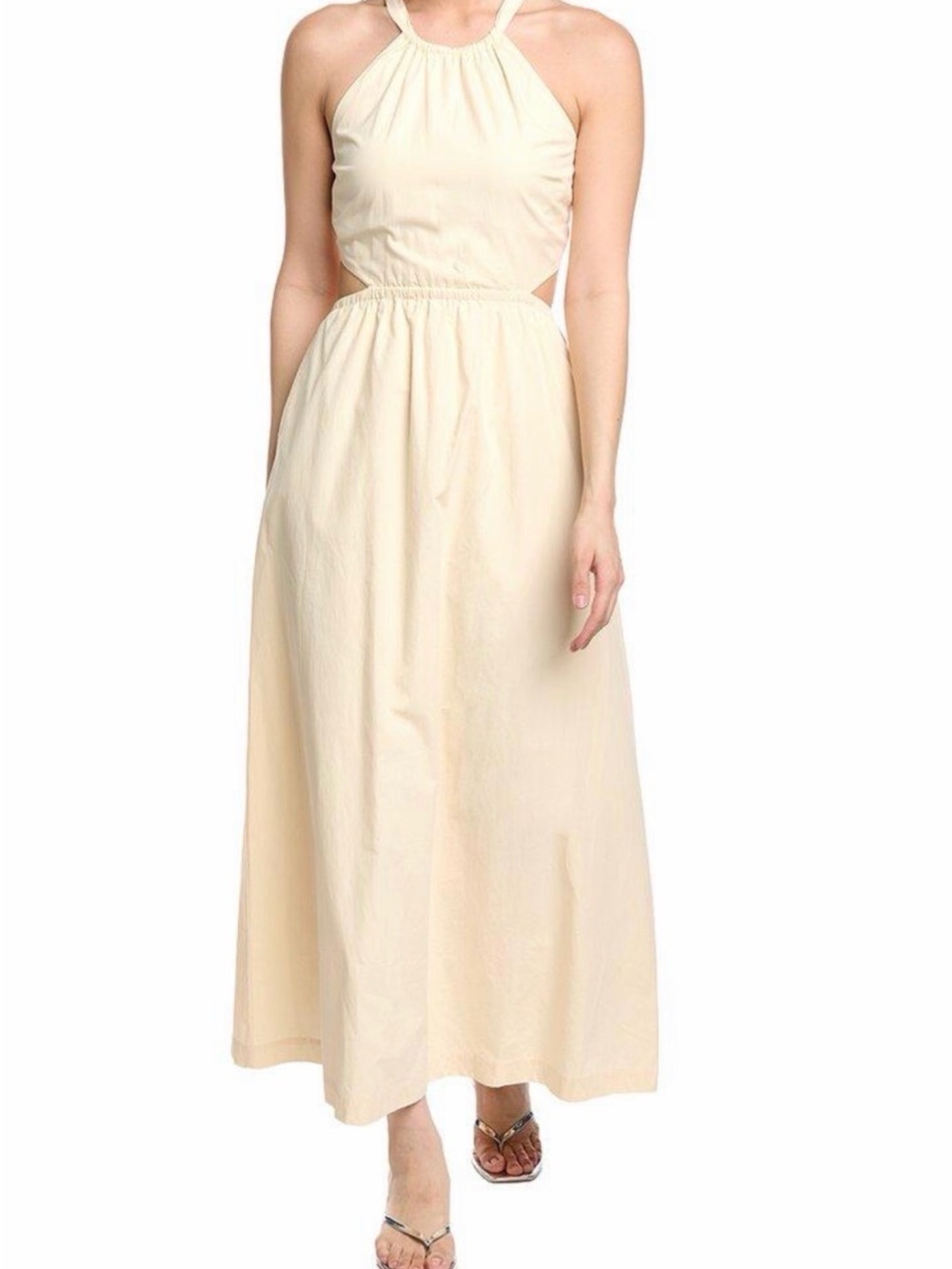 Lost + Wander Sunny Business Sleeveless Halter Cream Maxi Dress - Women's
